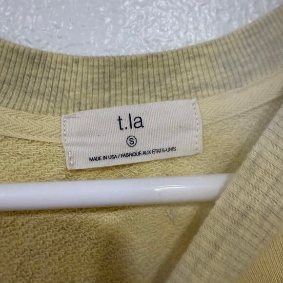 Anthropologie T.La Puff Sleeve Pullover Short Sleeve Sweatshirt Yellow Small - Picture 3 of 5